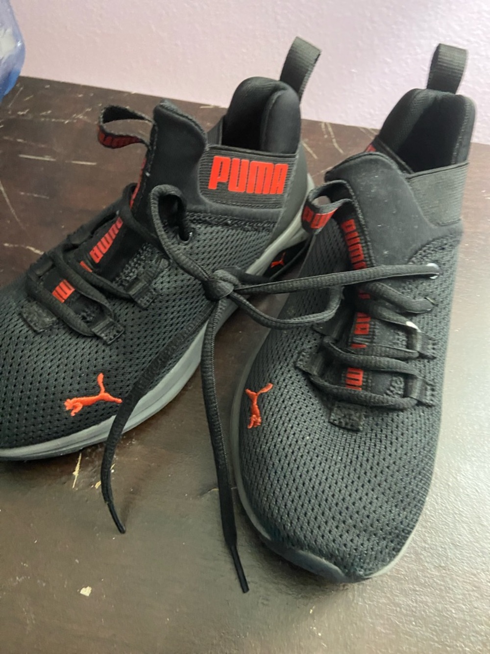 Puma Men’s Black Sneakers with Red Accents